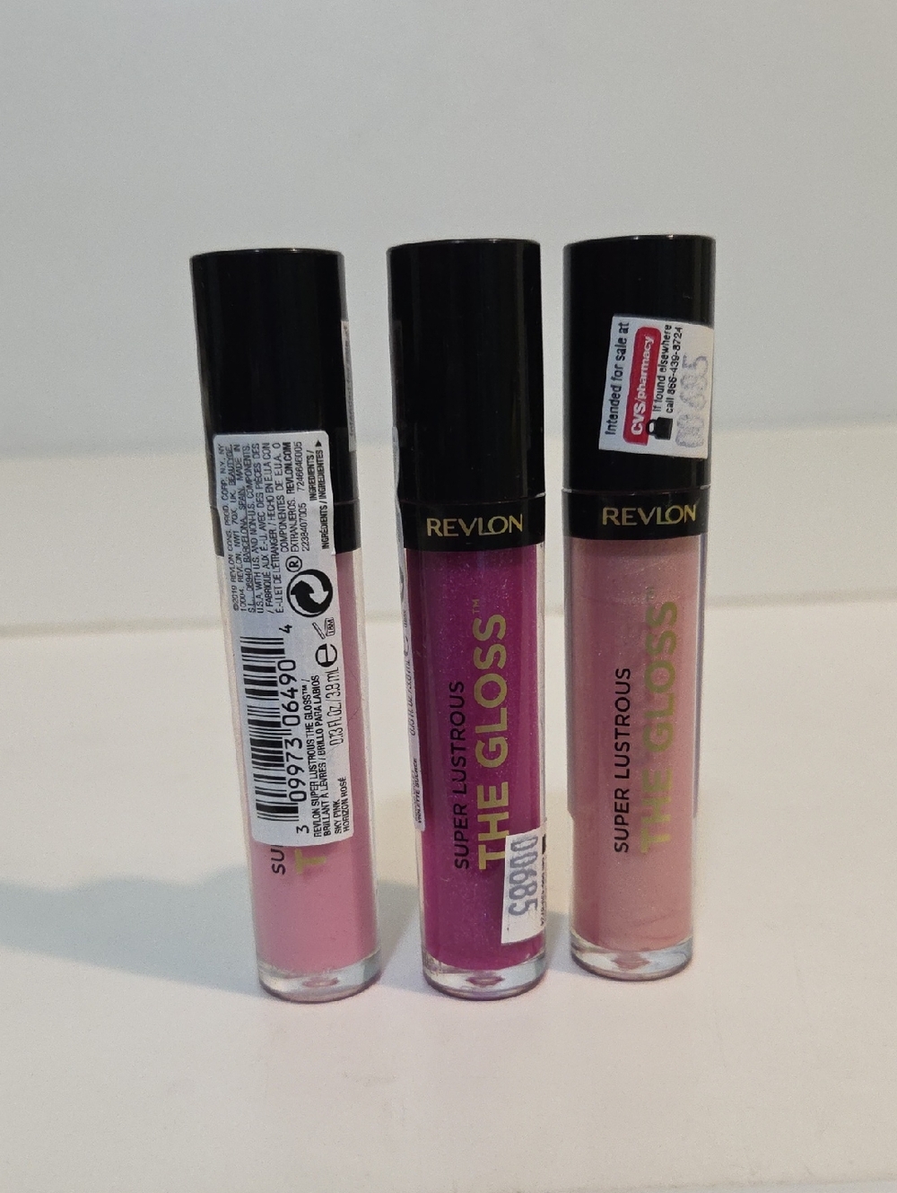 Revlon Gloss Trio #203, #207 & 230- Light Pink, Fuchsia.